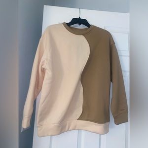 A half brown half beige SHEIN crew neck never before worn and very comfy